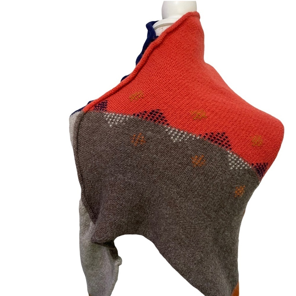 Turtleneck Poncho Lagenlook Handmade Sonoma Thick Wool - Picture 3 of 12